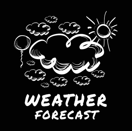 Hand drawing sky with clouds. Vector illustrationのイラスト素材