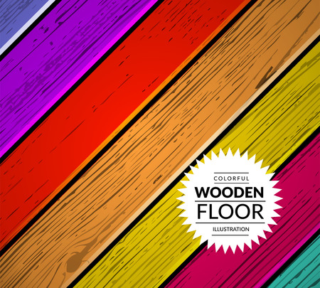 Colorful vintage wooden floor. Vector background illustrationのイラスト素材