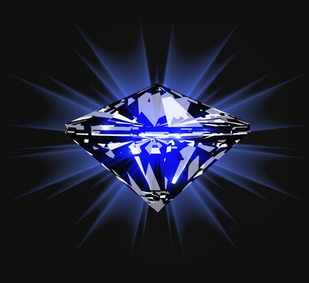 Diamond in front view. Vector illustration on dark blue backgroundのイラスト素材