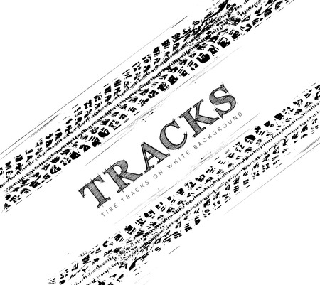 Tire tracks background in black and white style. illustration.のイラスト素材