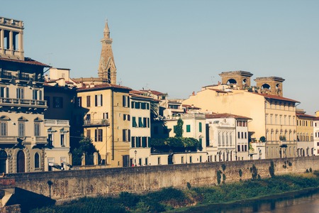 City of Florence, Tuscany, Italy Arno river embankmentの写真素材