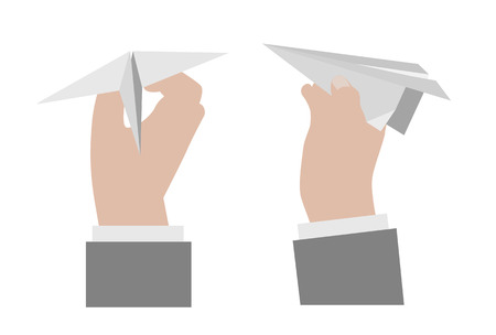 Hand holding a paper airplane.のイラスト素材