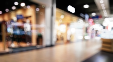 Shopping mall with blurred background and bokeh effectの写真素材