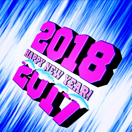 Congratulations on the New Year 2018, which goes after 2017. Vector New Years figures with snow-covered and frozen edges.のイラスト素材