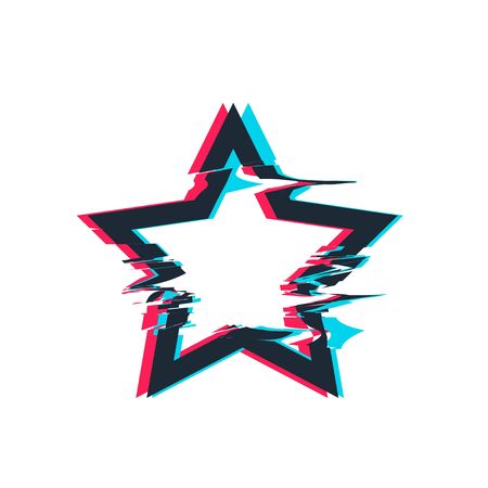 Glitch distortion frame. Vector star illustrationのイラスト素材