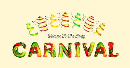 Colorful 3d design with text carnival.のイラスト素材