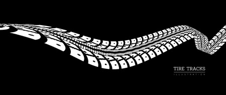 Tire tracks vector illustration isolated on a black backgroundのイラスト素材