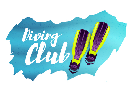 Diving club. Vector illustration with flippersのイラスト素材