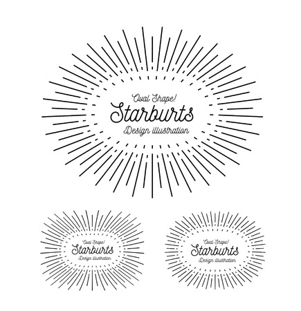 Sunbursts frame set. Oval shape. Vector illustration on whiteのイラスト素材