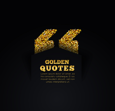 Golden quote blank template on dark background. Vector illustrationのイラスト素材