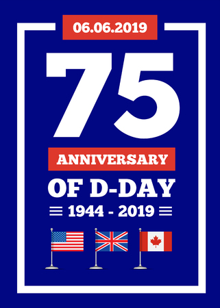 D-day 75th anniversary of the naval landing operation during the Second World War by the forces of the USA, Great Britain, Canada. Vector illustrationのイラスト素材