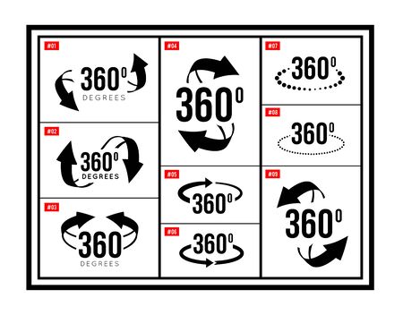 Angle 360 degrees view sign icon. Vector illustration setのイラスト素材