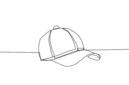 Baseball cap vector illustration on a white background. Continuous line drawing design style.のイラスト素材