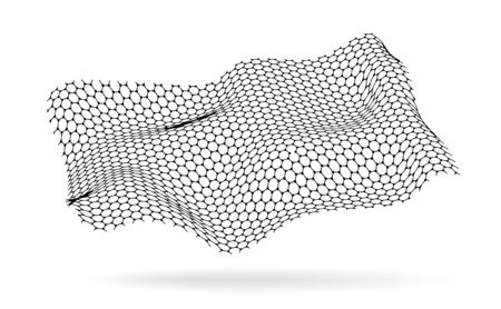 Graphene, a molecular network of hexagons connected together. Chemical network. Carbon, nanomaterials. Vector illustraionのイラスト素材