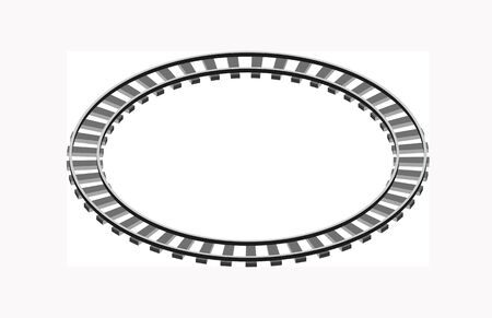 Circle shaped railway railway going forward. 3d vector illustration on a whiteのイラスト素材