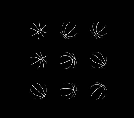 Set of basketball balls with different rotation angles. Vector 3dのイラスト素材