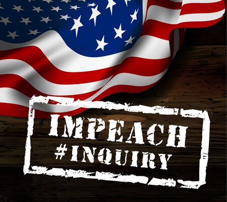 Impeachment stamp on american flag background. Vectorのイラスト素材