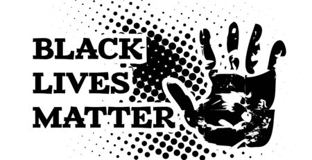 Black lives matter. Vector illustration with hand on whiteのイラスト素材