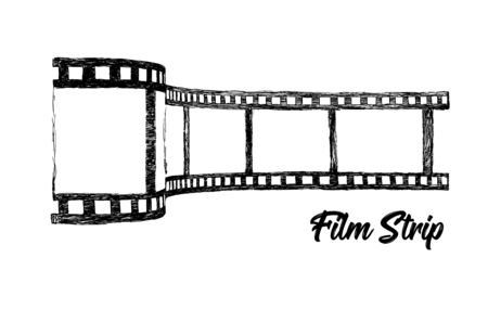 Film strip vector illustration on white background. Hand drawn 3d style.のイラスト素材