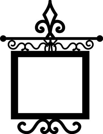 Tavern sign, metal frame with curly elements.のイラスト素材