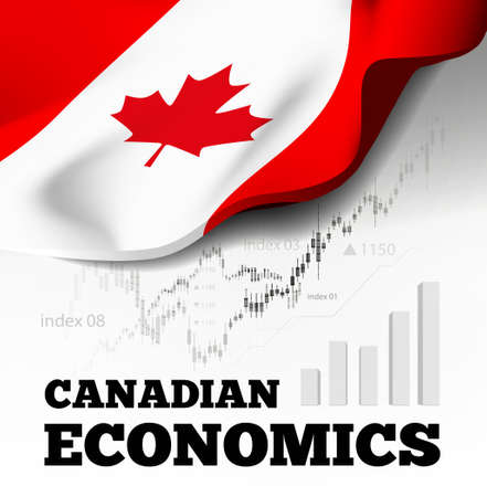 Canadian economics. Vector illustration with Canada flag on background.のイラスト素材