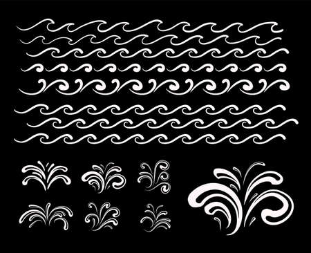 Water wave set. Sea and ocean graphic design. Vector illustration.のイラスト素材