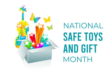 National Safe Toys and Gifts Month. Vector illustration on white backgroundのイラスト素材