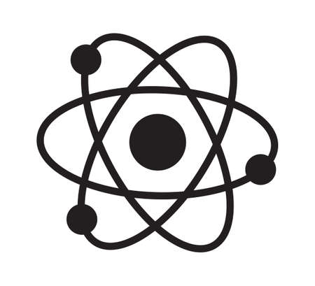 Atom icon in flat style. Vector illustration isolated on white backgroundのイラスト素材