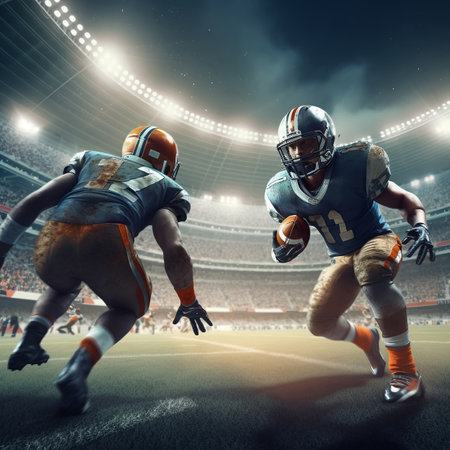 american football players in stadiumの素材