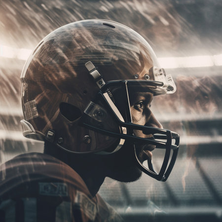 american football player in stadiumの素材