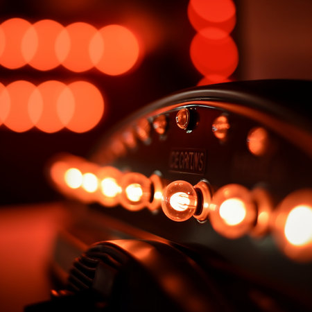 Beautiful Marquee lights background. close-up. Depth of field. Cinema, theater, casinoの素材