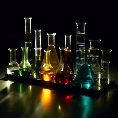 Laboratory Research - Scientific Glassware For Chemical Backgroundの素材