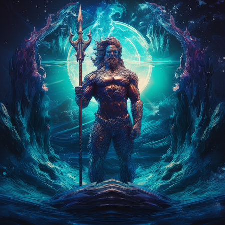 Neptune The planet in astrology. The king of the sea. The planet in astrology. cinema dramatic lightsの素材