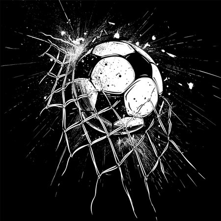 Soccer, football vector. Football ball on black backgroundのイラスト素材