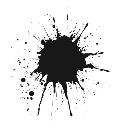 High-Resolution Artistic Ink Splatter with Dripping Edges and Grunge Textureのイラスト素材