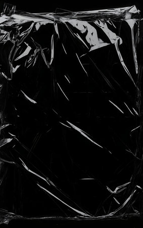 High-resolution close-up of transparent plastic film texture against a dark background, creating an abstract pattern.の素材