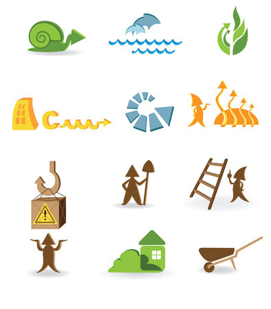 Construction and ecological icons with the different arrowsのイラスト素材