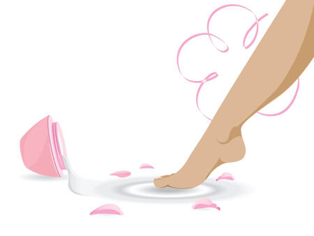 Woman leg and tubes with cream against the white background のイラスト素材