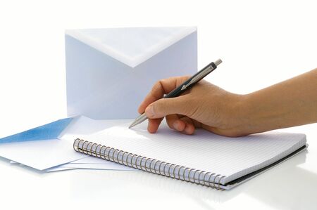 Woman wants to write the letterの写真素材