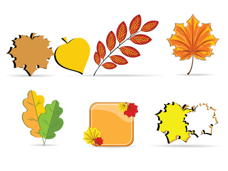 Illustration of autumnal icons against the white backgroundのイラスト素材