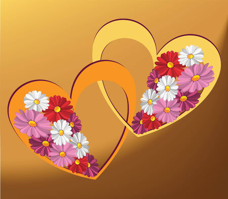 Illustration of decorative heart with the daisiesのイラスト素材