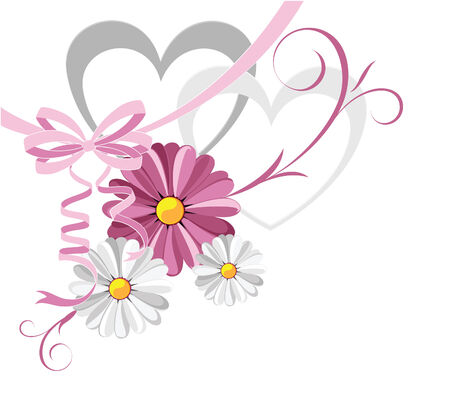 Illustration of decorative heart with the daisies against the white backgroundのイラスト素材