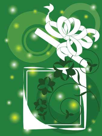 Illustration of box with the gift against the green backgroundのイラスト素材