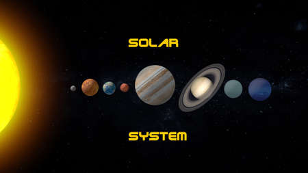 solar system illustration 3d renderingの写真素材