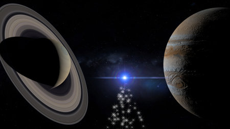bethlehem star ,christmas light, great planet conjunction 3d rendering illustration