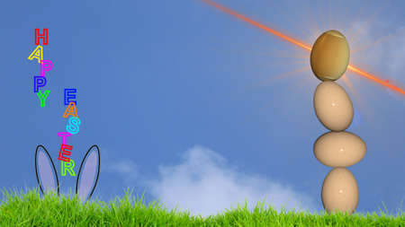 happy easter card 3d illustrationの写真素材