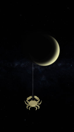 new moon in cancer 3d illustration conceptの写真素材