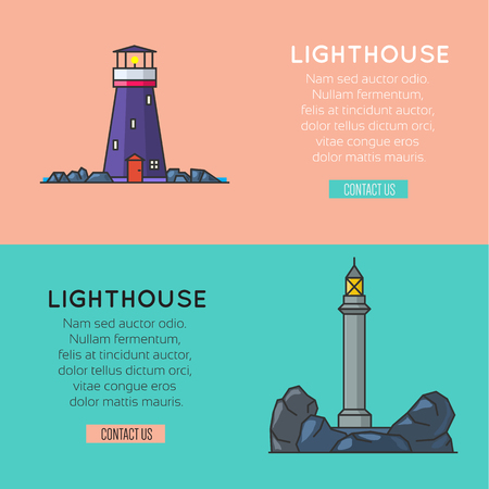 Lighthouse template banners,  or label, design element for your project. Vector illustration.の写真素材