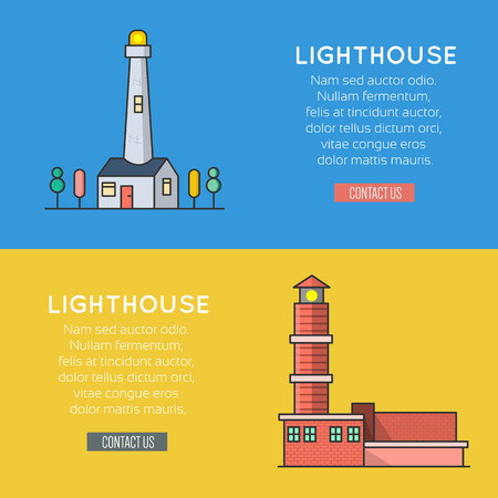Lighthouse template banners,    label, design element for your project. Vector illustration.の写真素材