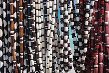 Background from multi-colored coral beadsの写真素材